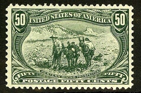 1898 U.S. Trans-Mississippi 50-Cent Western Mining Prospector Stamp – Scott 291