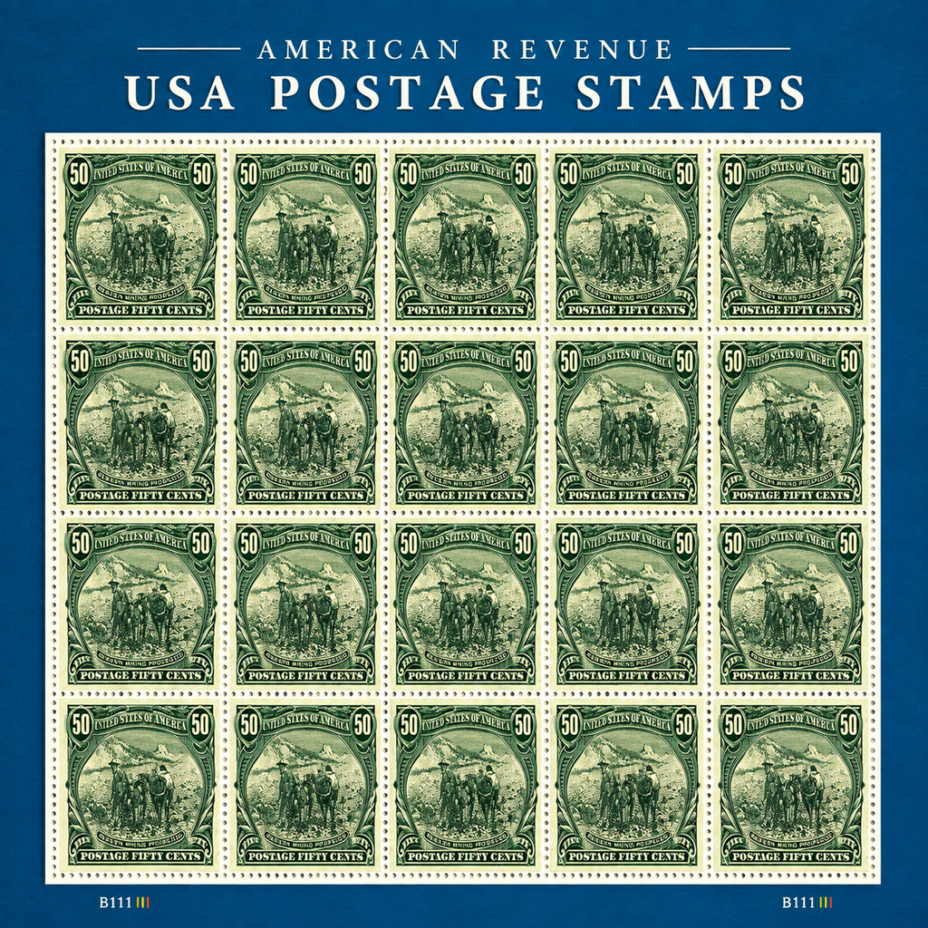 1898 U.S. Trans-Mississippi 50-Cent Western Mining Prospector Stamp – Scott 291