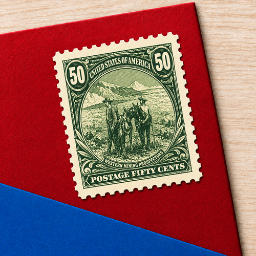 1898 U.S. Trans-Mississippi 50-Cent Western Mining Prospector Stamp – Scott 291