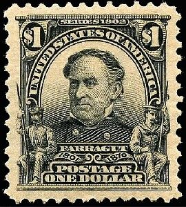 1890 U.S. Admiral Farragut $1 Black Postage Stamp – Scott 219